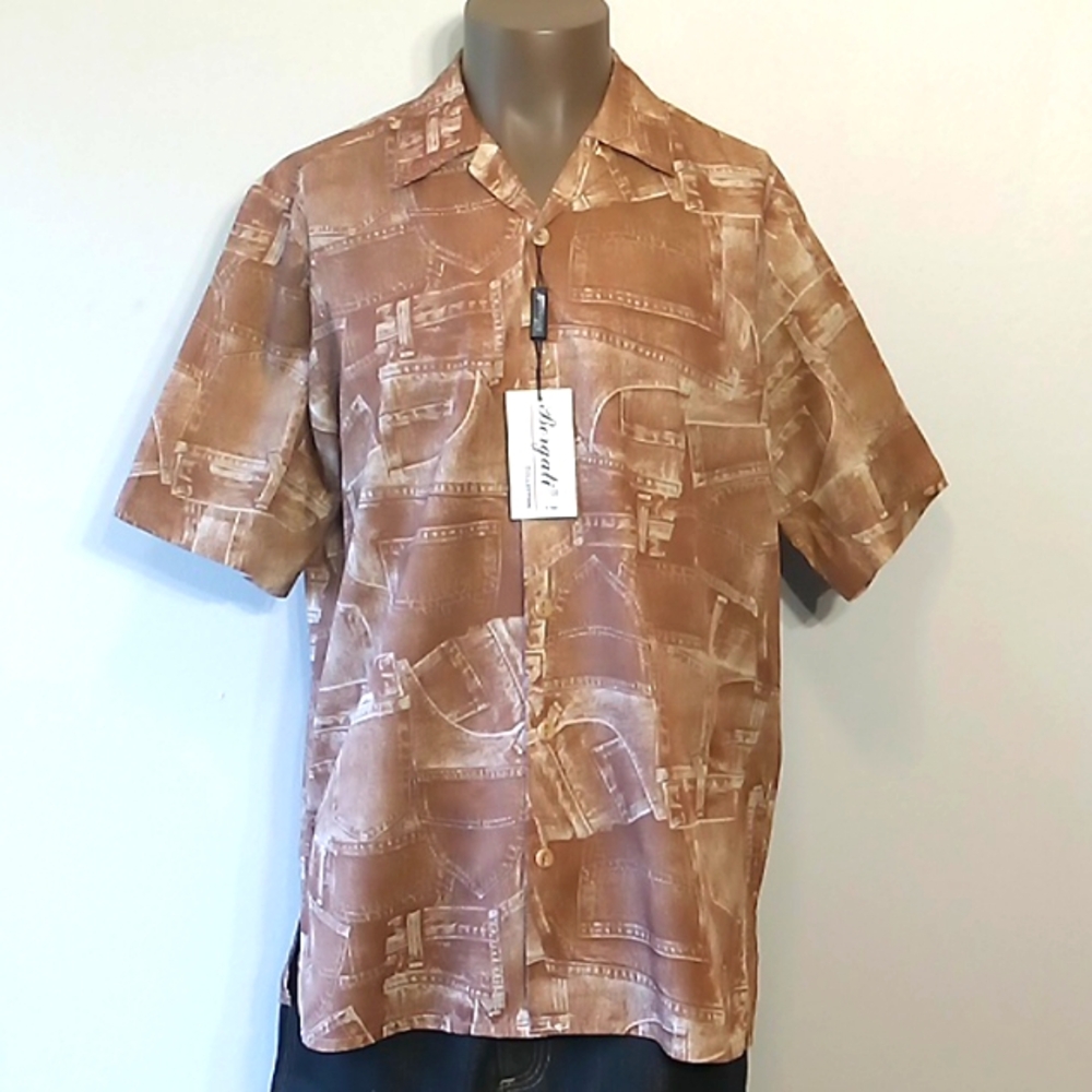 Classic & Comfortable 1pc Brown Men's short sleeve shirt by Bergati